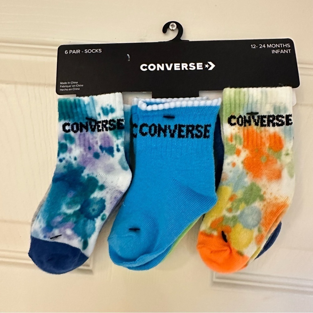 NWT Converse Tie Dye Newborn Crew Socks Pack of Six